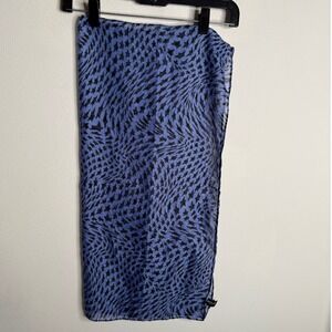 Mugler Parfums Blue Black Star Print Sheer Lightweight Scarf Accessory Designer